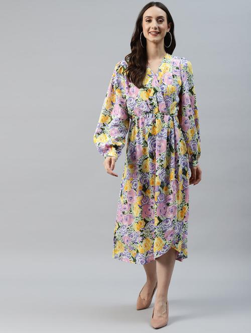 overlap floral a-line dress - 18473001 - Very Small Image - 1