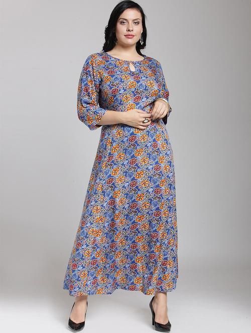key hole neck floral fit & flare dress - 18473057 - Very Small Image - 1