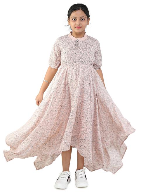 girls pink printed frock - 18473296 - Very Small Image - 1