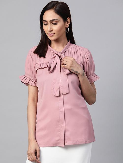 tie up neck solid regular top - 18473408 - Very Small Image - 1