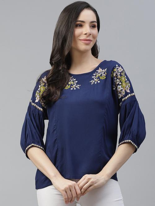 high neck embroidered regular top - 18473453 - Very Small Image - 1