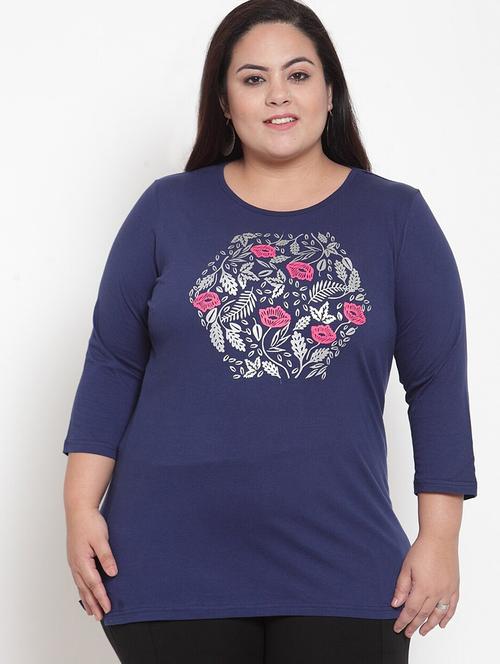 round neck floral printed regular top - 18473459 - Very Small Image - 1