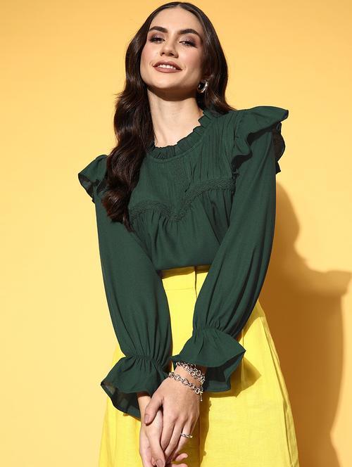 frill detailed solid regular top - 18473517 - Very Small Image - 1