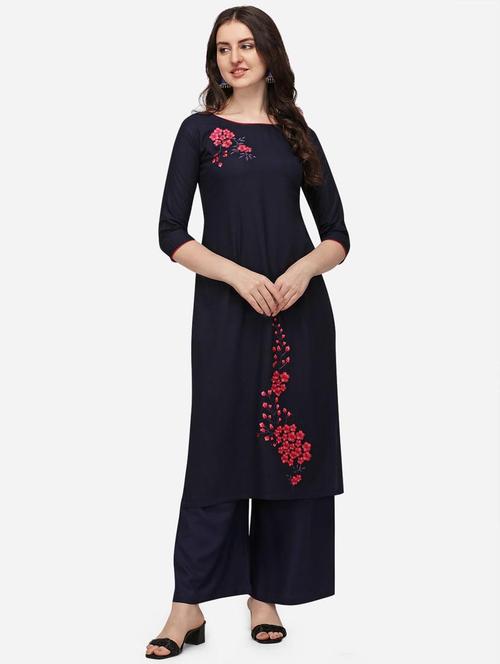 embroidered straight kurta - 18473783 - Very Small Image - 1