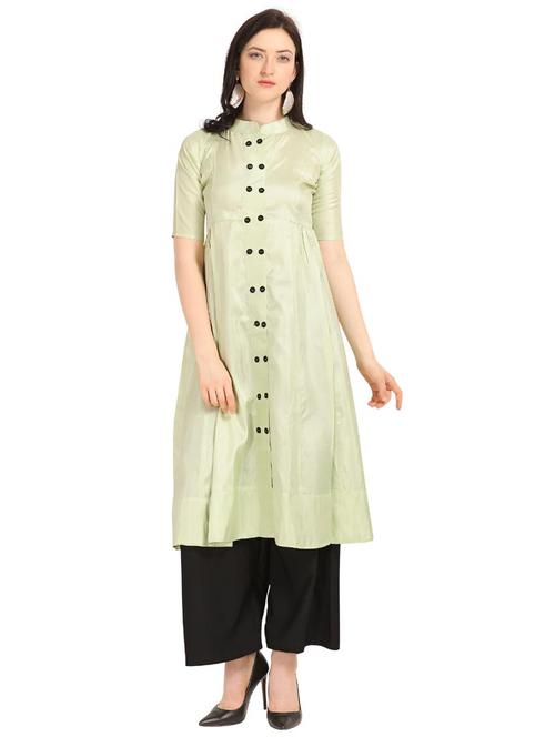 solid silk blend straight kurta - 18473811 - Very Small Image - 1