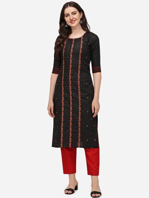 embroidered straight kurta - 18473828 - Very Small Image - 1