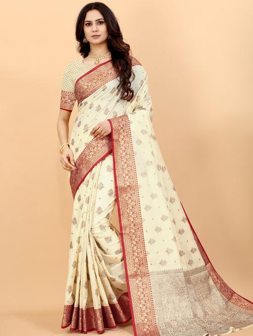 jacquard work woven saree with blouse - 18473942 - Very Small Image - 1