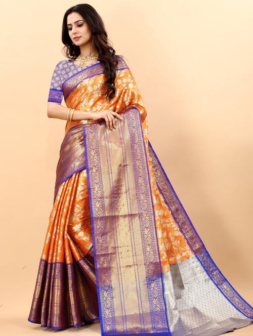 jacquard work woven saree with blouse - 18473947 - Very Small Image - 1