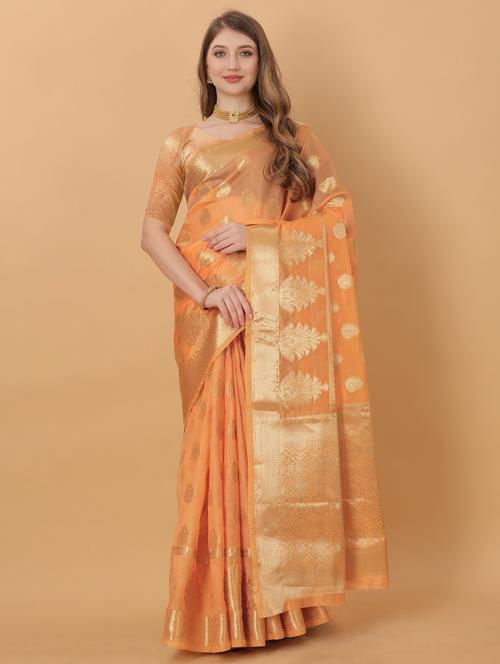 jacquard work woven saree with blouse - 18473954 - Very Small Image - 1