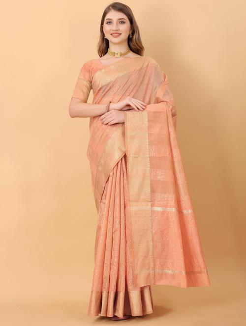 jacquard work woven saree with blouse - 18473959 - Very Small Image - 1