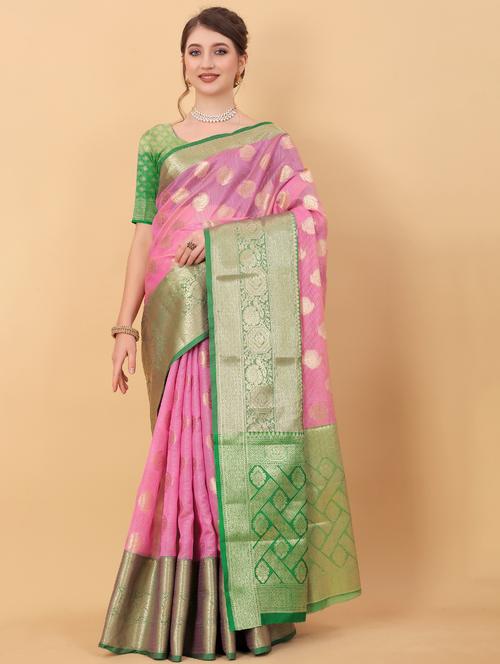jacquard work woven saree with blouse - 18473971 - Very Small Image - 1