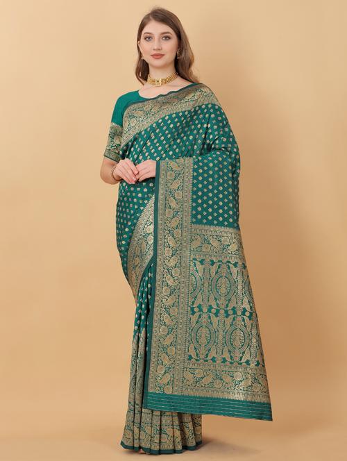jacquard work woven saree with blouse - 18473976 - Very Small Image - 1