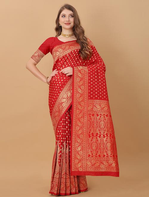 jacquard work woven saree with blouse - 18473977 - Very Small Image - 1
