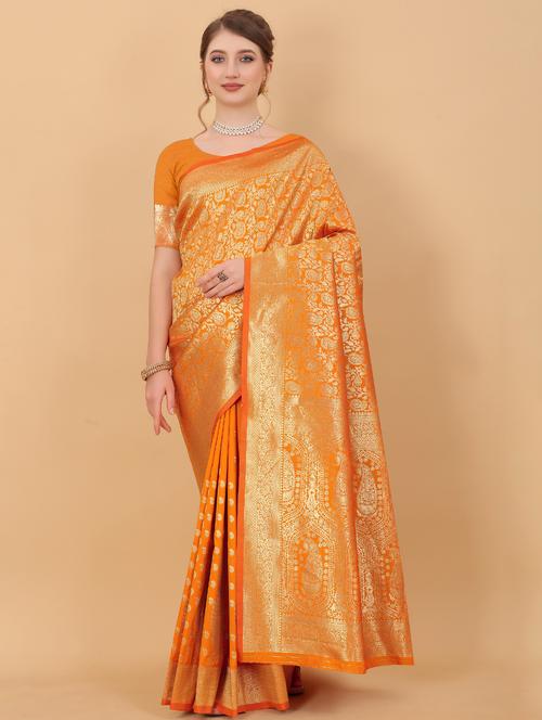 jacquard work woven saree with blouse - 18473982 - Very Small Image - 1