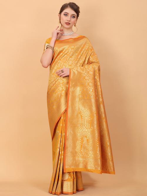 jacquard work woven saree with blouse - 18473988 - Very Small Image - 1