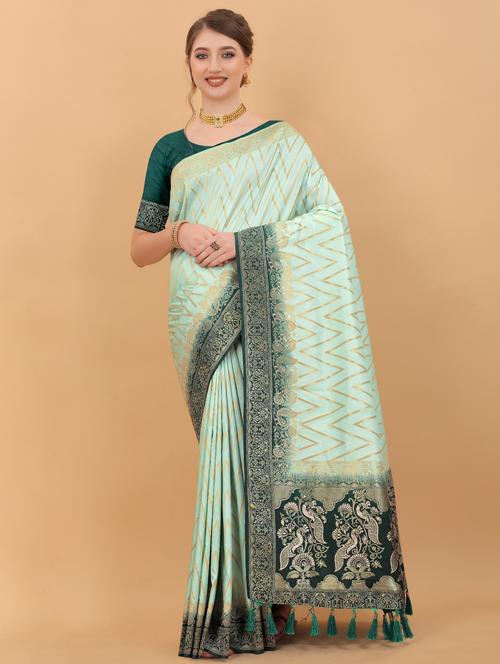 jacquard work woven saree with blouse - 18473991 - Very Small Image - 1