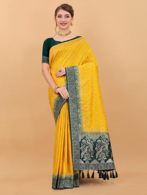 jacquard work woven saree with blouse - 18473993 - Very Small Image - 1