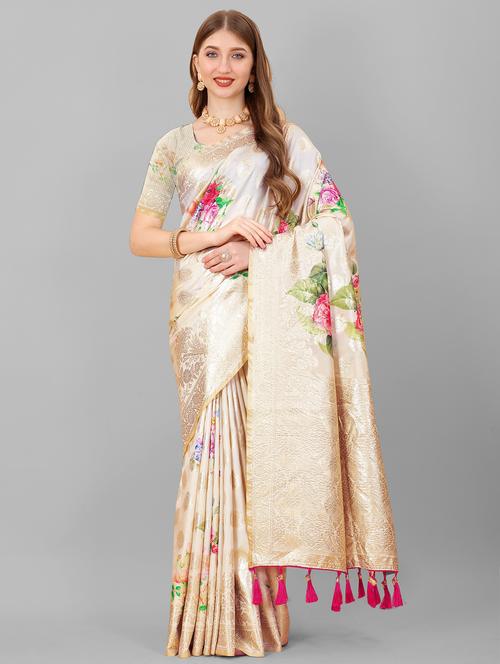 jacquard work woven saree with blouse - 18473996 - Very Small Image - 1