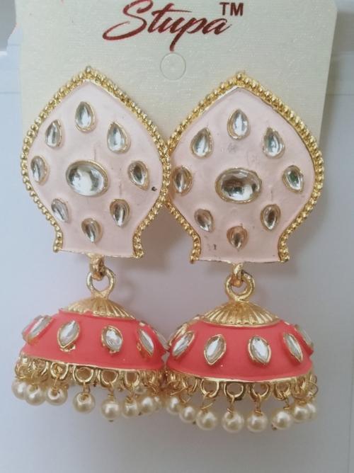 exclusive party wear earrings jhumka peach - 18474021 - Very Small Image - 1