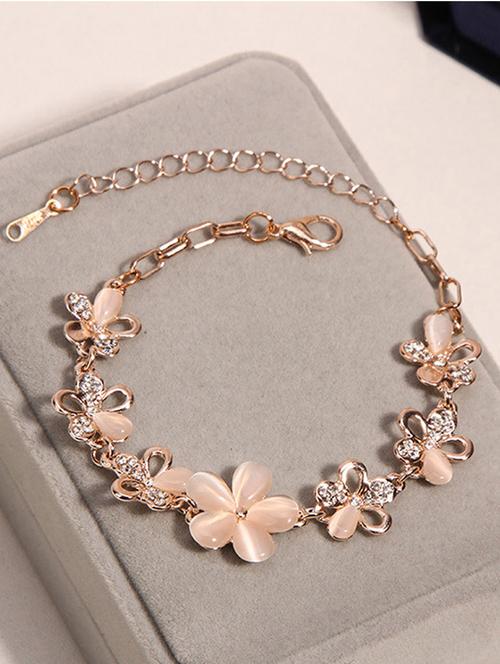 the vine girl fashion flower rose gold plated crystal bracelet for girls and women - 18474127 - Very Small Image - 1