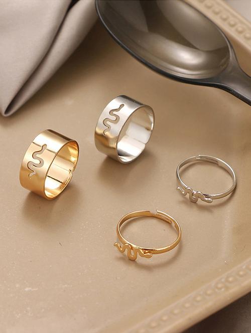 the vine girl charming golden heart beat couple ring matching wrap finger ring for women and men - 18474323 - Very Small Image - 1