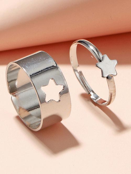 the vine girl stylish silver star couple ring matching wrap finger ring for women and men - 18474328 - Very Small Image - 1