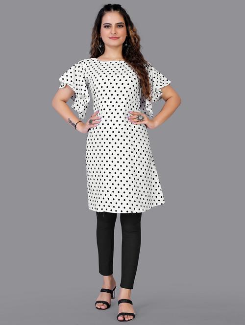 round neck polka dots regular tunic - 18475099 - Very Small Image - 1