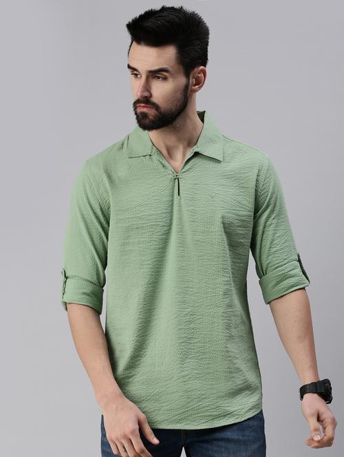 green self designed short kurta - 18475129 - Very Small Image - 1