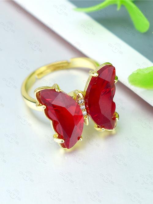 the vine girl lavish designer red crystal butterfly ring - 18475171 - Very Small Image - 1