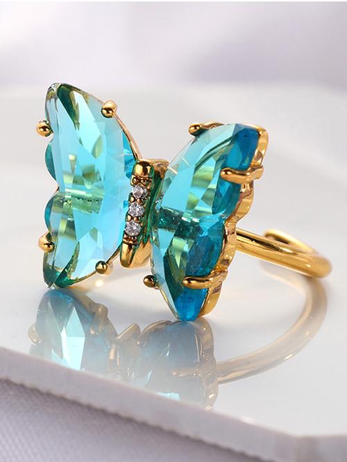 the vine girl lavish designer blue crystal butterfly ring - 18475174 - Very Small Image - 1