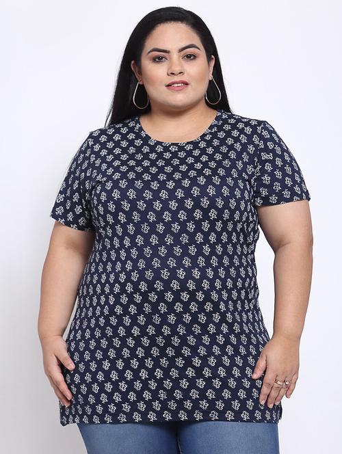 round neck printed plus tee - 18475440 - Very Small Image - 1