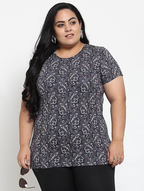 round neck printed plus tee - 18475441 - Very Small Image - 1