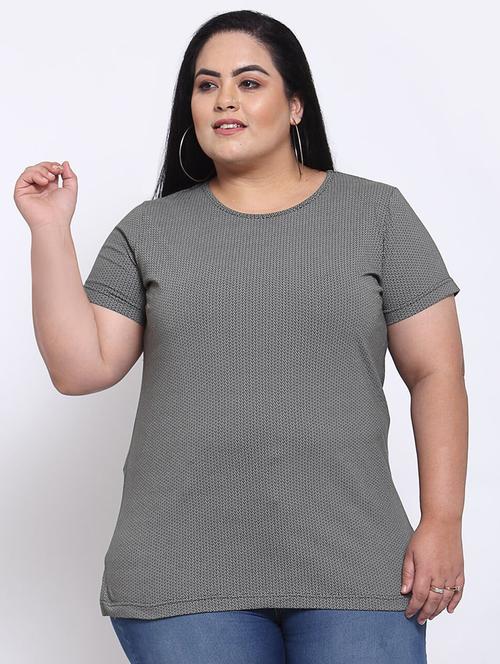 round neck printed plus tee - 18475442 - Very Small Image - 1