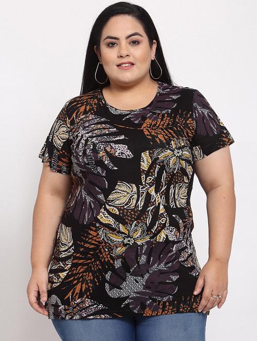 round neck printed plus tee - 18475446 - Very Small Image - 1