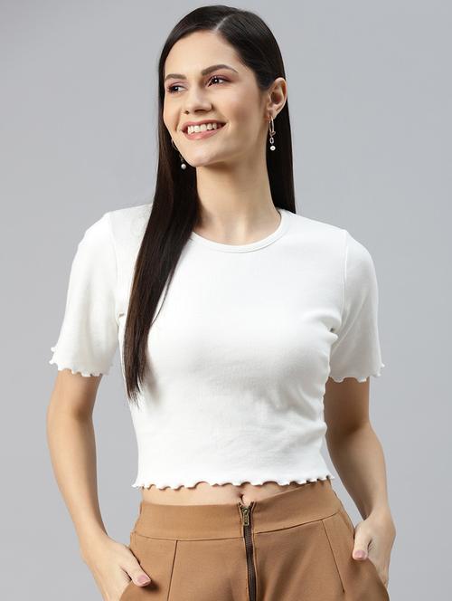 round neck solid crop tees - 18475509 - Very Small Image - 1