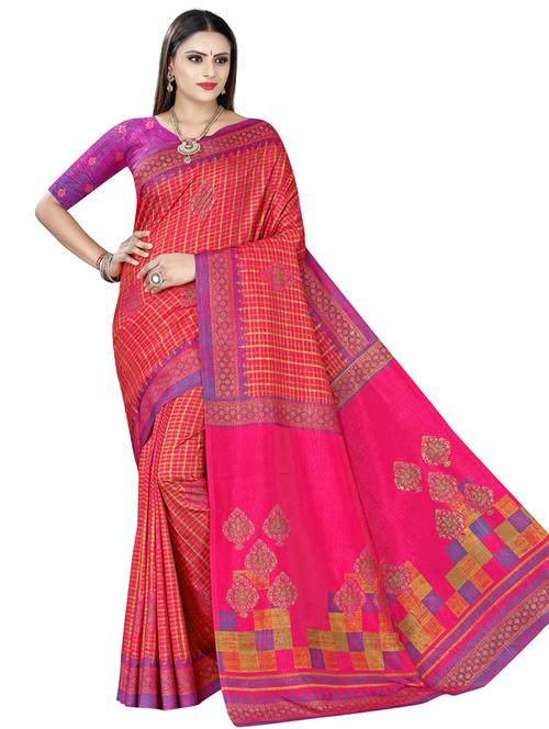 check printed saree - 18475576 - Very Small Image - 1