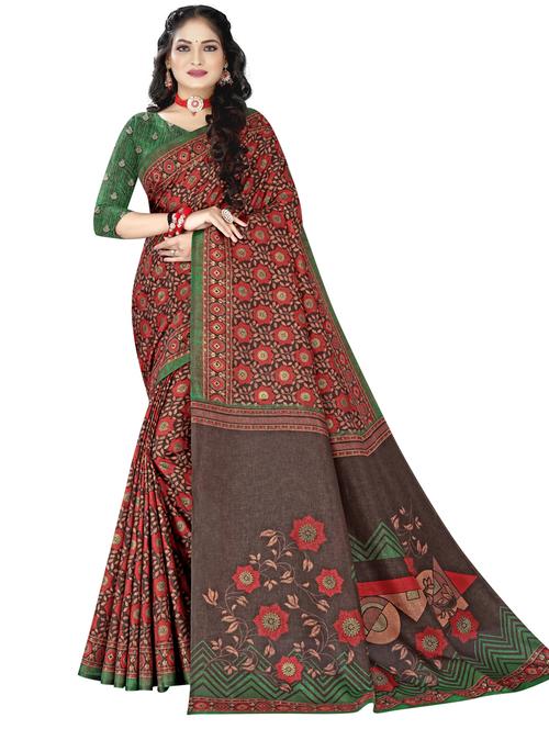 floral printed saree - 18475584 - Very Small Image - 1