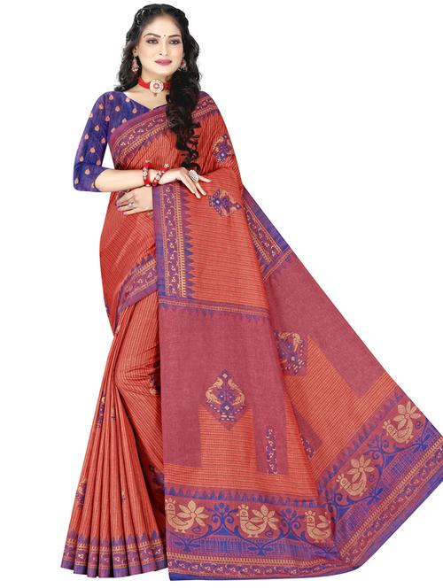 ethnic motifs and foil printed saree - 18475587 - Very Small Image - 1