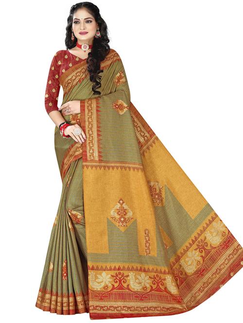ethnic motifs and foil printed saree - 18475588 - Very Small Image - 1