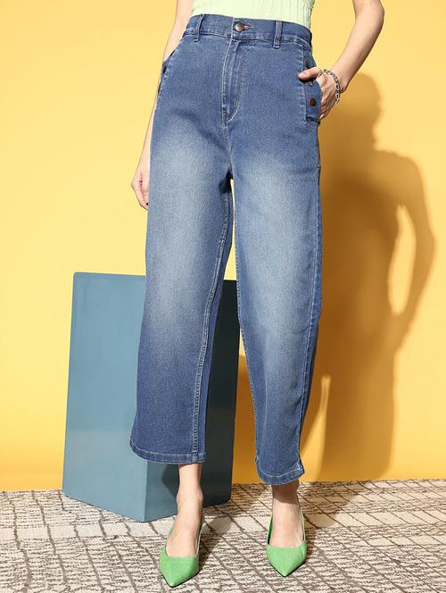 high rise washed denim jean - 18475627 - Very Small Image - 1
