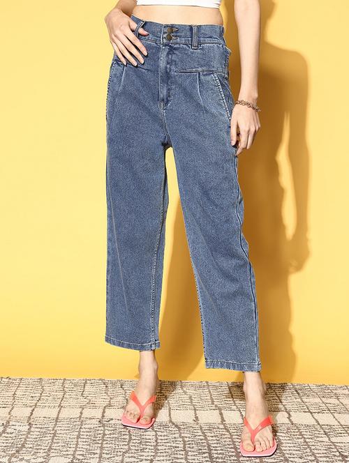 high rise washed denim jean - 18475634 - Very Small Image - 1