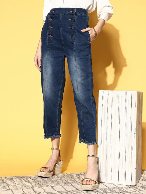 high rise washed denim jean - 18475663 - Very Small Image - 1
