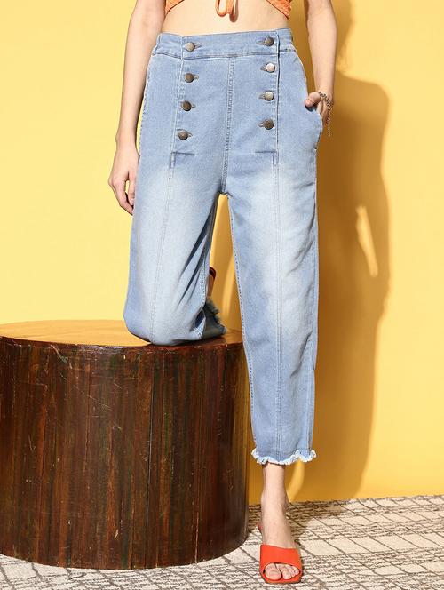high rise washed denim jean - 18475664 - Very Small Image - 1