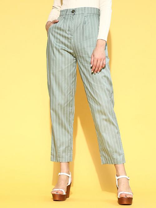 high rise striped pleated trouser - 18475694 - Very Small Image - 1