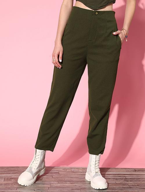 high rise solid flat front trouser - 18475703 - Very Small Image - 1