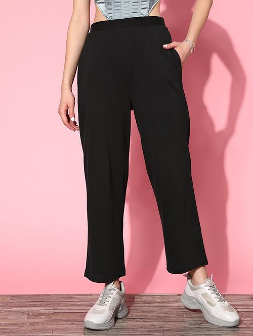 high rise solid flat front trouser - 18475704 - Very Small Image - 1