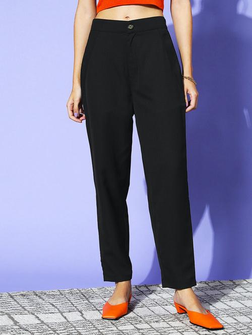 high rise solid flat front trouser - 18475729 - Very Small Image - 1