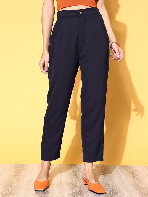 high rise solid flat front trouser - 18475731 - Very Small Image - 1