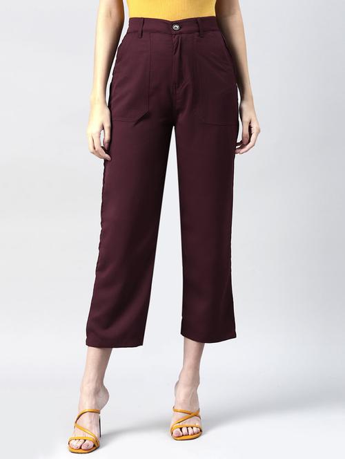 high rise solid flat front trouser - 18475746 - Very Small Image - 1
