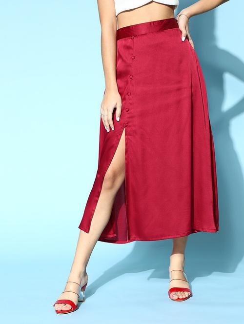 high rise solid a-line skirt - 18475848 - Very Small Image - 1